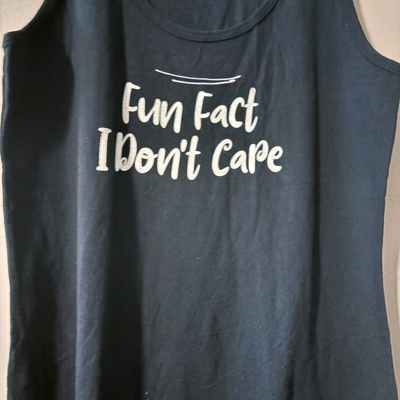 Port & company message tank top navy blue 100% cotton ( fun fact I don't care ) - Picture 2 of 3